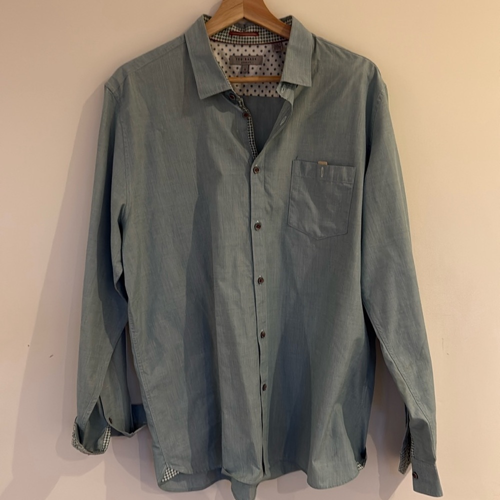 Ted Baker green button down dress/casual shirt size 6 (L)